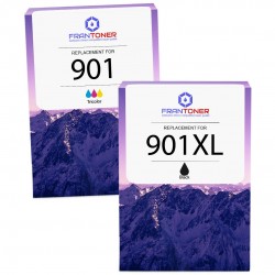 Cartouche d'encre équivalent à HP Multipack 901XL/901 Pack de 2 Noir + Couleur