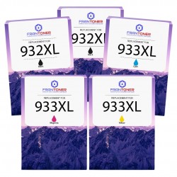 Pack de 5 cartouches imprimantes compatibles HP 932XL/933XL Noir, Jaune, Cyan, Magenta