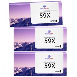 Toner équivalent à HP 59X Pack de 3 Noir - Avec puce