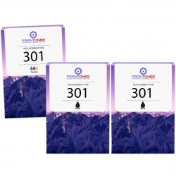 Cartouche d'encre équivalent à HP 301 Tripack Pack de 3 Noir + Couleur