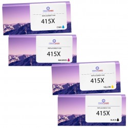 Toner équivalent à HP Multipack 415X Pack de 4 Noir, Jaune, Cyan, Magenta - Avec puce