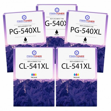 Pack de 5 Canon PG-540XL CL-541XL cartouches d'encre compatibles Pack de 5 Canon PG-540XL CL-541XL cartouches d'encre compatibles