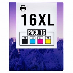 Pack de 16 cartouches compatibles 16XL Epson 4 noirs, 4 cyan, 4 magenta, 4 jaune