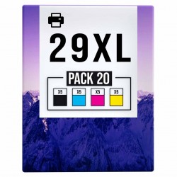 Pack de 20 cartouches compatibles 29XL Epson 5 noirs, 5 cyan, 5 magenta, 5 jaune