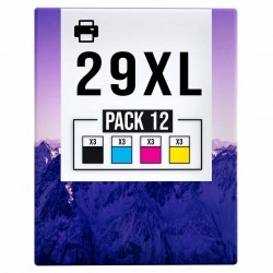 Pack de 12 cartouches compatibles 29XL Epson 3 noirs, 3 cyan, 3 magenta, 3 jaune