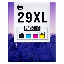 Pack de 6 cartouches compatibles 29XL Epson 3 noirs, 1 cyan, 1 magenta, 1 jaune