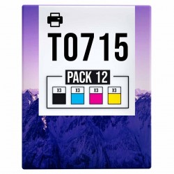 Pack de 12 cartouches compatibles T0715 Epson COLOR