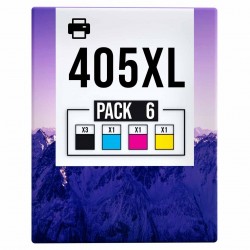 Pack de 6 cartouches compatibles 405XL Epson 3 noirs, 1 cyan, 1 magenta, 1 jaune