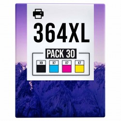 Pack de 30 cartouches compatibles 364XL HP 9 noirs, 7 cyan, 7 magenta, 7 jaune