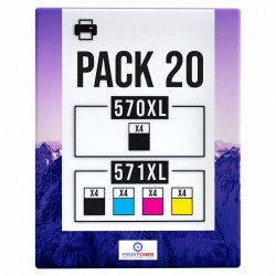 Pack de 20 cartouches compatibles PGI-570XL CLI-571XL Canon 4 X 570xl, 4 X 571xl noir, 4 X 571xl cyan, 4 X 571xl magenta, 4 X 57